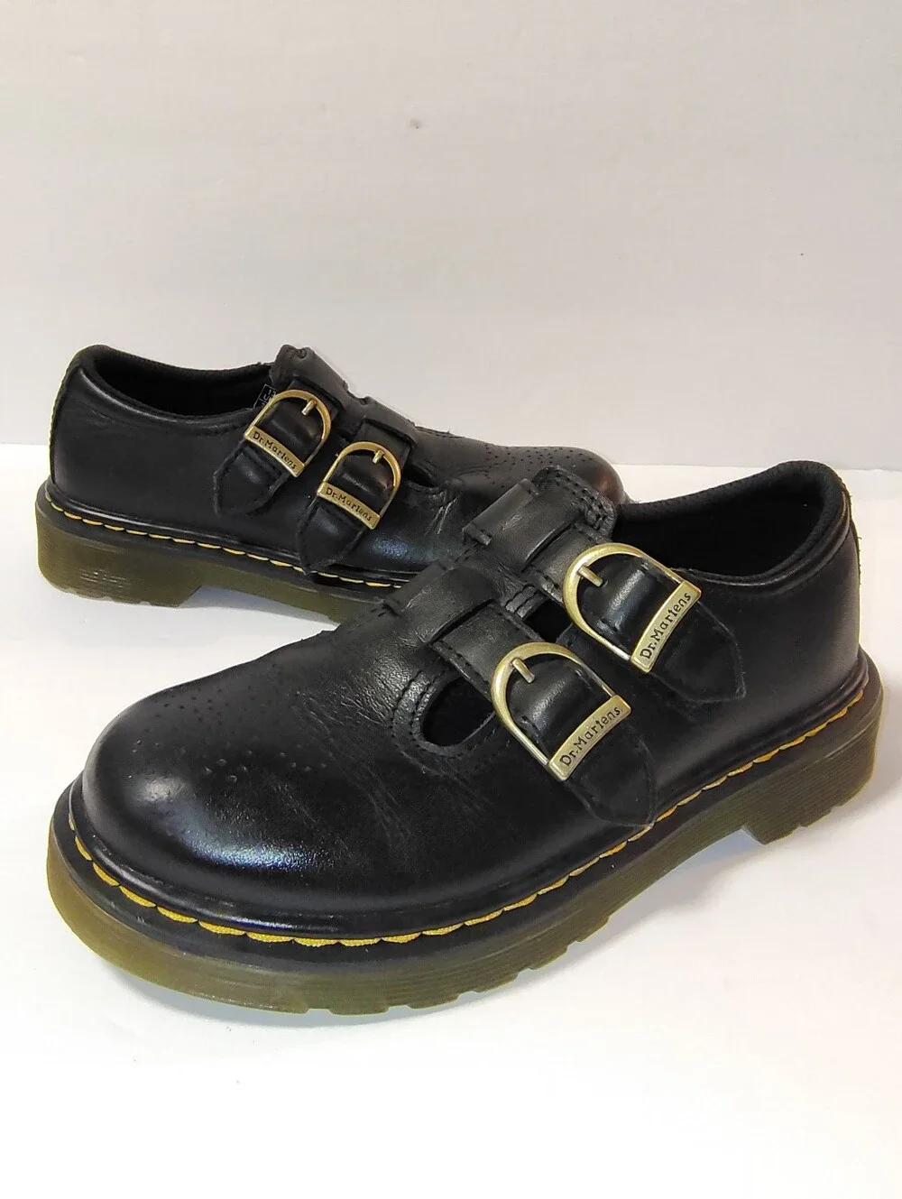Dr. Martens 8065 Kids Softy T leather Mary Jane Casual Double Buckle Strap Shoes